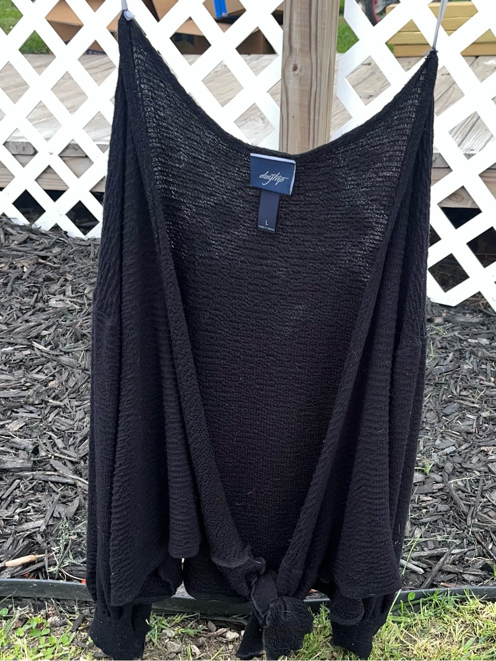 Daytrip Black Open-Front Tie Cardigan